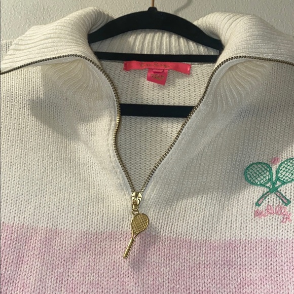 Lilly Pulitzer Womens Small Pink & White Sweater with Embroidered Tennis racket - Picture 16 of 16